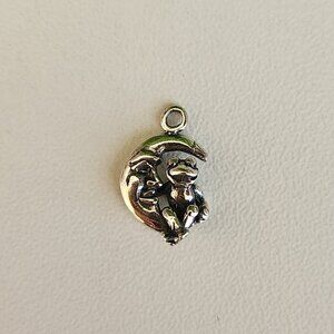 925 Sterling Silver Frog in the Moon Charm